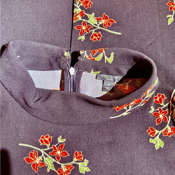 Banana Republic Black Dress with Red Floral Design - Picture 10 of 10